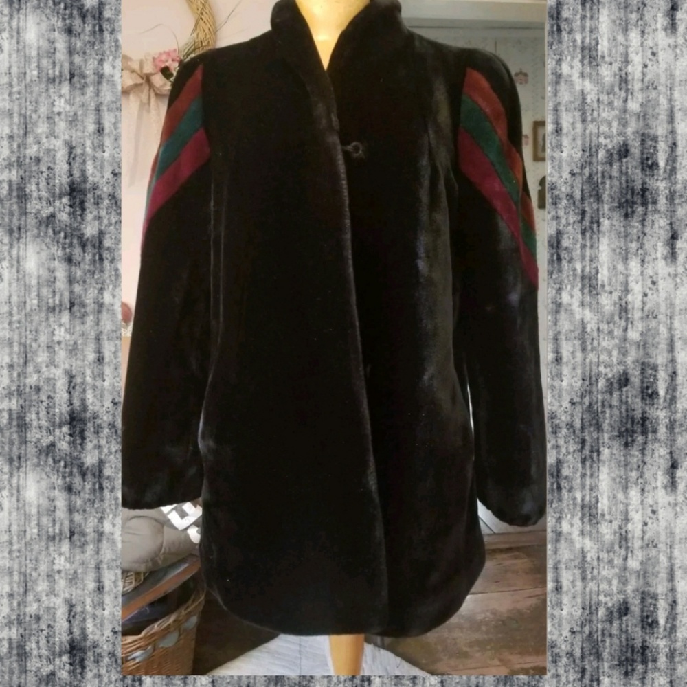 SASSOON True Vintage 1980s 80s faux Fur Borgazia Coat Retro 80s Disco Funk